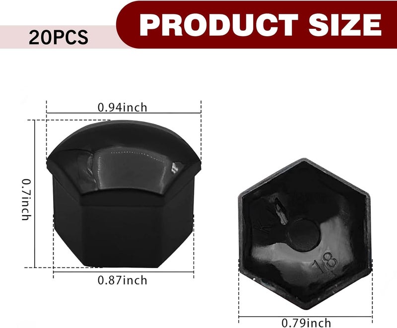 Downhill 20 PCS 17MM Wheel Lug Nut Covers, Cratch and Rust Resistant Hexagon Car Wheel Nut Caps, Wheel Center Bolt Caps with Removal Clip, for Most Cars, Trucks, SUVs (Black) - Image 2